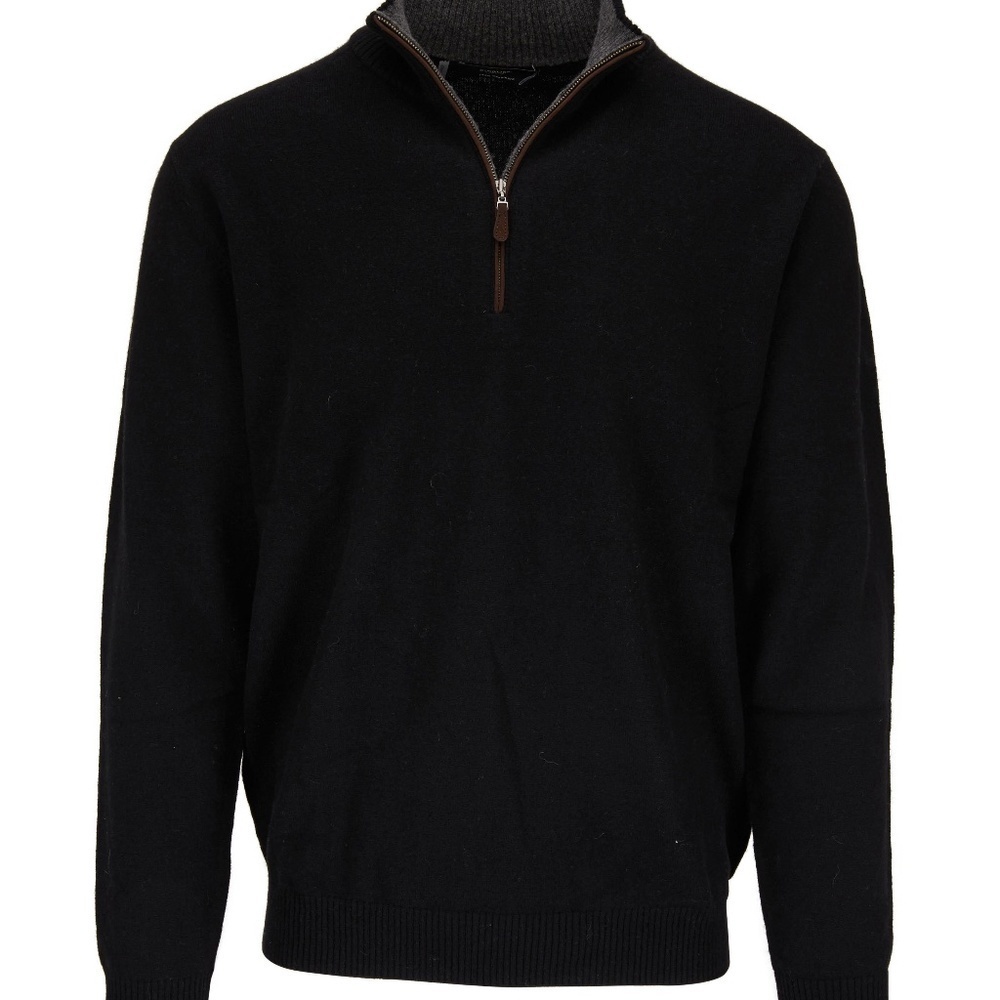 Kinross cashmere 3/4 zip black sweater XL